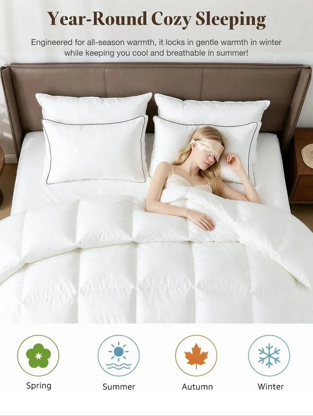 NWT Goose Down Hotel Duvet Comforter King Size Organic Cotton Cover Kusnug